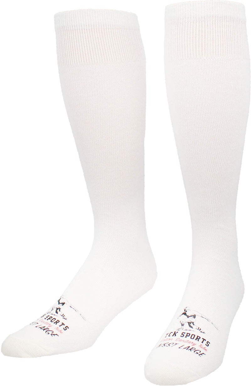 TCK Flat Knit Sanitary Liner Baseball Socks (Large, White) - Image 1